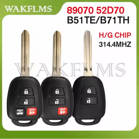 B51TE B71TH For Toyota Yaris C-HR Corolla Aqua Wish 2012-2017 Remote Car Key 314.4Mhz H/ G Chip TOY4