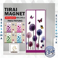 ELBER Anti-Mosquito Magnetic Curtain with Umbrella Nails Door Curtain/ with MOTIF Size 100 x 210cm Y