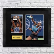 【SG Stock】Coco Gauff Tennis Collectible Reprinted Signed Autograph Poster Art Framed 15x12