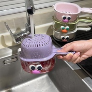 Dopamine Cartoon Handle Drain Basket Filter Double Layer 2-in-1 Thickened Vegetable Basket Wash Frui