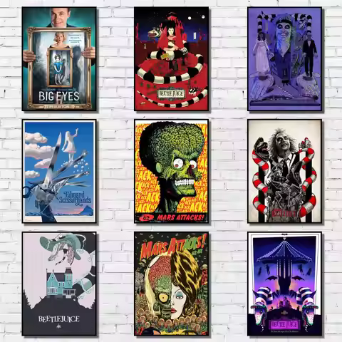 42 Design Tim Burton Film White Paper Canvas Home Sticker Coffee House Bar Painting