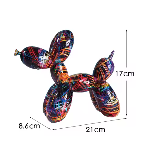 Resin Balloon Dog Sculpture Collection Figurine Decor for Home Office Desktop Resin Decors Balloon D