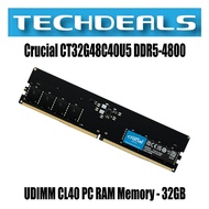 Crucial CT32G48C40U5 DDR5-4800 UDIMM CL40 PC RAM Memory - 32GB