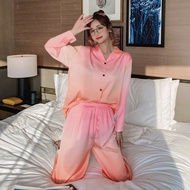 JULYS SONG Satin Womens Pajamas Sets Tie Dye Elegant Pajamas Lady Faux Silk Long Sleeve Summer Sprin