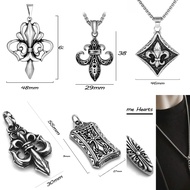 Fleur-de-lis logo chrome hearts pendant stainless steel black with necklace