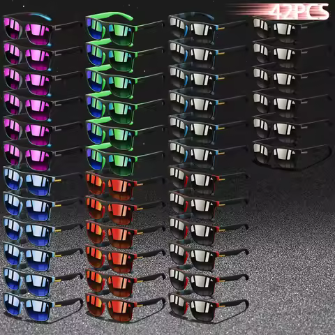 42 PCS Fashion Vintage Square Sunglasses Men Women Fishing Driving Man Luxury Brand Designer Sun Gla