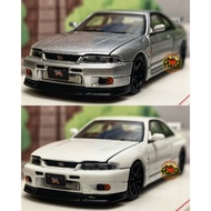 Leeb Model Cartm 1/64 Nissan GTR GT-R R33 Classic Silver White Fatal Engine Can Open Alloy Car