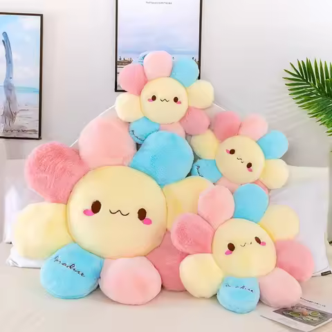 45cm Cute Colorful Round Sunflower Cushion Bedroom,Living Room Office Cushion Birthday Gift Floor Cu