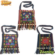 ZOOMING Message Bag, Hmong Tribal Ethnic Vintage Women Shoulder Bag, Tassels Embroidery Tapestry Fas