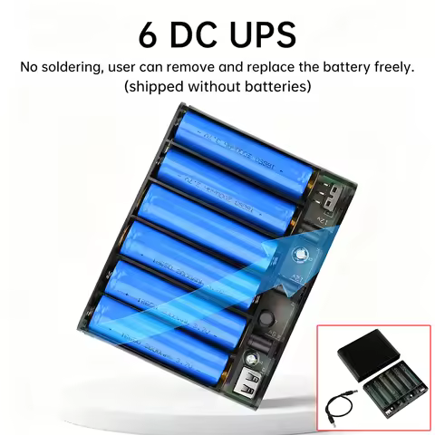 DIY 6pcs 18650 Li-ion battery Power Bank UPS Kit with Removable Battery Case for Optical Cat Router 