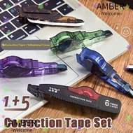 AMBER 6PCS/Set Silent Coating Tape, Morandi/Retro Color Replaceable Core Correction Tape, Simple Sil
