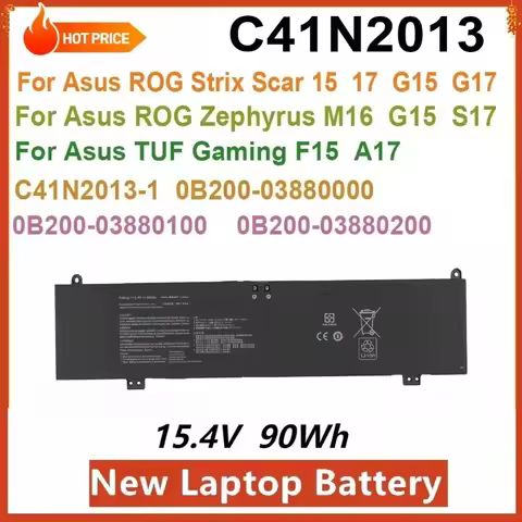 New C41N2013 Laptop Battery for Asus TUF Gaming F15 FX507 A17 FA707 ROG Zephyrus S17 G15 M16 ROG Str