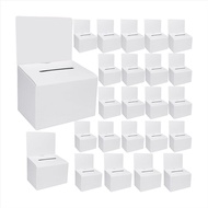 24 Pack Cardboard Ballot Box with Slot, Raffle Boxes 6x6Inch, Suggestion Boxes with Removable Slot,