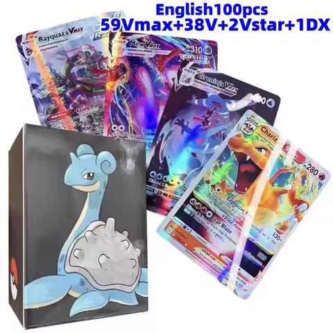 2024 English Language Version Pokemon Cards 100Pcs Pokemon Cartas 38 V 59MAX GX Children Battle Game