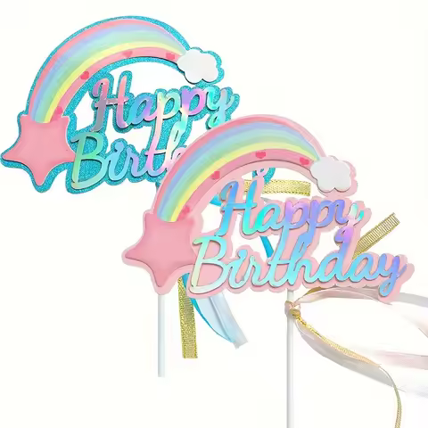2Pcs Cloud Rainbow Cake Topper Birthday Cake Baby Shower Gifts Christening Birthday Party Wedding Ca