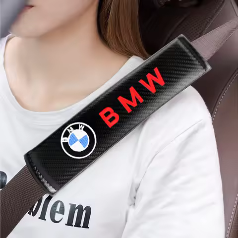 2P-AQD6 Leather Car Seat Belt Protection Shoulder Pad Covers For BMW E36 E46 E90 E91 E87 F10 X2 3 5 