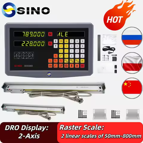 New SDS2MS 2 Axis DRO Digital Readout AC110V/220V Display and 2 Pieces 100-1000mm Linear Scale Encod