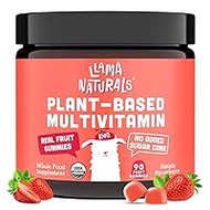 Llama Naturals Real Fruit Gummy Vitamins for Kids, No Added Sugar Cane, Beta Carotenes, Whole Food Multivitamin, Vegan Toddler Gummies, Plant Based, Organic, Chewable 90 ct (30-45 Days) Strawberry