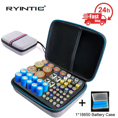 58Pcs Portable Hard EVA Shockproof AA/AAA/C/D/9V/18650 Battery Organizer Storage Case Box Holder Con