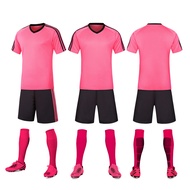 Wholesale Short Sleeve Student Soccer Suit Set Male  and Children Football Suit Light Board Ball Uniform Letter Printing Number Printing Jersey