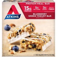 Atkins Blueberry Greek Yogurt Protein Meal Bar, High Fiber, 15g Protein
