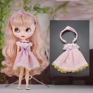 12" Blythe Doll ob24 Clothes Set Butterfly Pink Dress with Headband Azone Licca