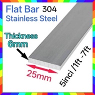 (thk6mm)25mm flat bar SS304 (5",1ft-7ft)