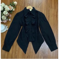 Ouji Lolita Top Blouse Kawaii Harajuku Bodyline Black Gothic Ruffle