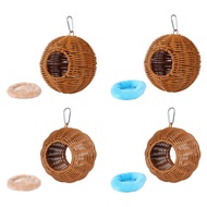 [lzdjlmy2ua] Hanging Imitation Rattan Bird Nest,Hammock Bed Hut Gift Hand Woven Parrot House with Cu