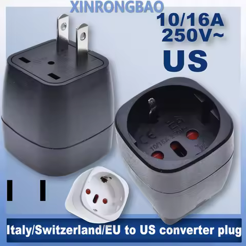 Embedded EU to US travel plug 2PIN can be plugged into European Italian and Swiss plugs AC 10A/16A 2