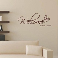 【In Stock】 Stickers Muraux Home Decor 'Welcome To Our Home' Text Patterns Wall Stickers Home Decor Living Room Decorative Stickers
