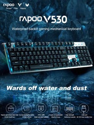 Rapoo V530s 防水背光遊戲機械鍵盤銀軸rgb鋁合金防塵全鍵無沖突win-lock電競高端遊戲鍵盤桌上型電腦筆記型電腦