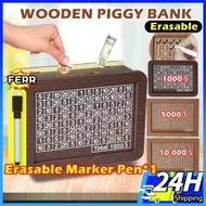 🔥 Ready Stock Wood Money Box,Handmade Reusable Piggy Bank,Crafts With Saving Money Goals Counter Woo