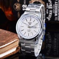 Seiko SEIKO ya Classic SEIKO5 Series Back Transparent Automatic Winding White Disk Mechanical Movement Stainless Steel Strap Japanese Korean Watch 40.2mm * 11.32mm Men's Watch