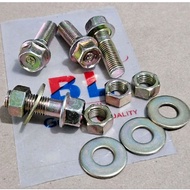 (4 Bolts /4 Bolts + Nuts/4 Bolts + Nuts +Ring) Flange Bolts Key 14 Length 3CM M10x30 Yellow-4 bolts 