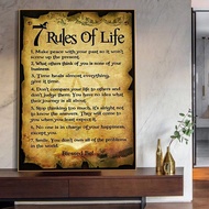 7 Rules of Life Words Canvas Painting Motivational Vintage Quotes Posters and Prints Wall 0706