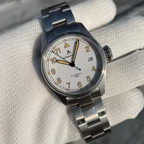 STEELDIVE Men Automatic Watch 39mm Pilot Mechanical Wristwatch Diver 20ATM Waterproof C3 Luminous Sa