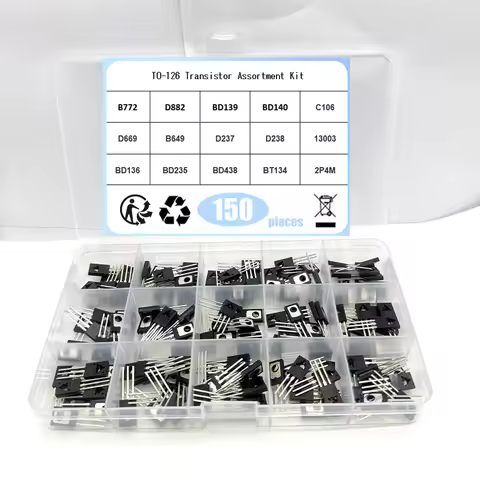 150pcs TO-126 Transistor Assortment Kit Pack B772 D882 BD139 BD140 C106 D669 B649 D237 D238 13003 BD