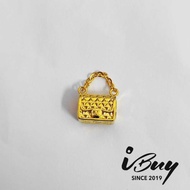 IBUY 916 Hard Gold Rhobus Bag Charm 22K (916) 硬金菱格包 0.41G