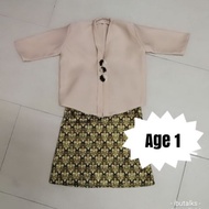 Baju Kurung Anak Budak (Kebaya) with Kain Mermaid on Printed Songket Hitam