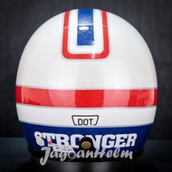 Zeus Helmet Zs 385C Retro | Plain White K63 Red | Zs 385 C Classic - Motorcycle