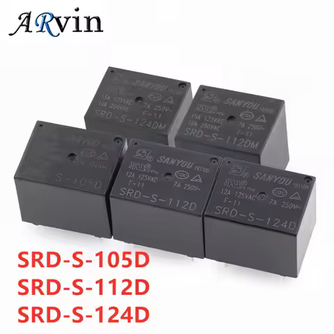 5PCS Power Relay SRD-S-105D 5VDC SRD-S-112D 12VDC SRD-S-124D 24VDC 12A 5PINS DC5V DC12V DC24V 5V 12V