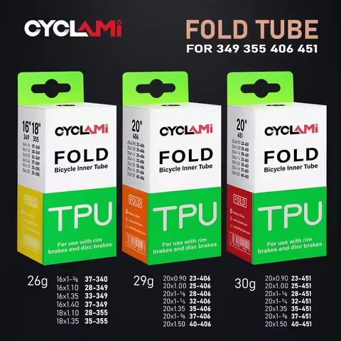 CYCLAMI TPU Folding Bike Inner Tube FV 60mm 20" 406 451 16" 349 18" 355 Bicycle Tire pneu French val