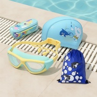 Kids Cartoon Anti-Fog Swim Goggles Set, Silicone Strap, Storage Bag & Case Included Set gogal renang