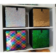 26.7x26.7x28cm Sequins Non-Woven  Square Storage Box Suit IKEA Rack Foldable Storage Box