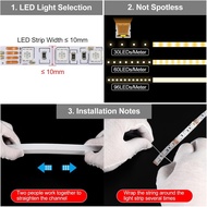 PATIKIL LED Diffuser Channel, 16.5ft/5Meter 10mm LED Silicone Channel System with Cover, End Caps fo