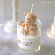 (พร้อมส่ง) 민 เทียนหอมน้องหมี เทียนหอมน้องหมีในแก้ว เทียนหอมมินิมอล เทียนตกแต่ง เทียนน่ารัก เทียนหอมไขถั่วเหลือง Soy Wax Candle