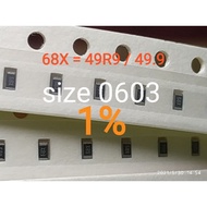 10pcs Chip resistor smd 49R9 or 49.9 code 68X size 0603 49.9ohm 49.9 ohm