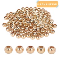 UAENAU2PG1 200pcs Metal Spacer Beads, Glossy Surface Large Hole Round Beads, Versatile 12mm Resin Be