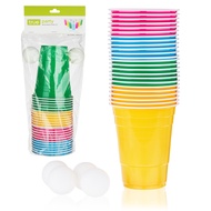 Neon Kit, Beer Multicolor Set of 24 Cups and 4 Ping Pong Balls, Set of 1, Assorted